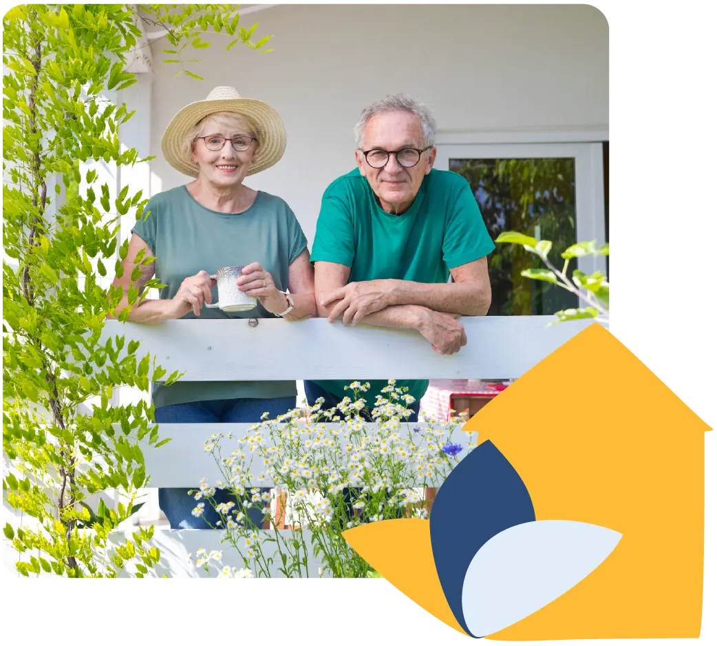 Elderly couple smiling together